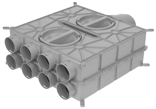 Afbeeldingen van Luchtverdeelkast kunststof D125-150-160-180 mm naar 8x D75