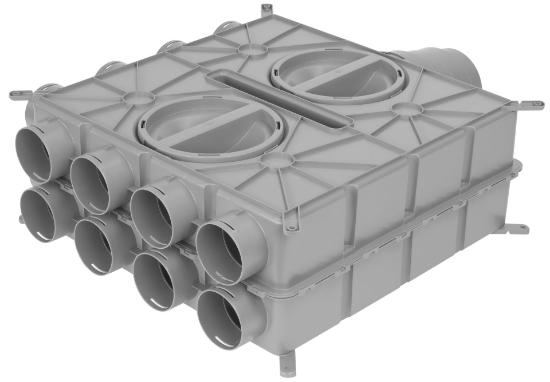 Afbeeldingen van Luchtverdeelkast kunststof D125-150-160-180 mm naar 16x D75