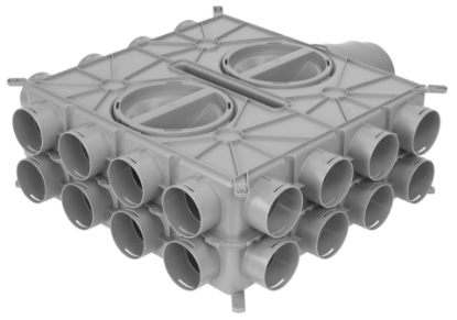 Show details for Luchtverdeelkast kunststof D125-150-160-180 mm naar 24x D75 Picture of Luchtverdeelkast kunststof D125-150-160-180 mm naar 24x D75