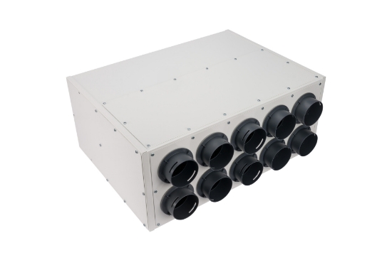 Afbeeldingen van Luchtverdeelkast van D125-180 mm naar 10x D75 met demping